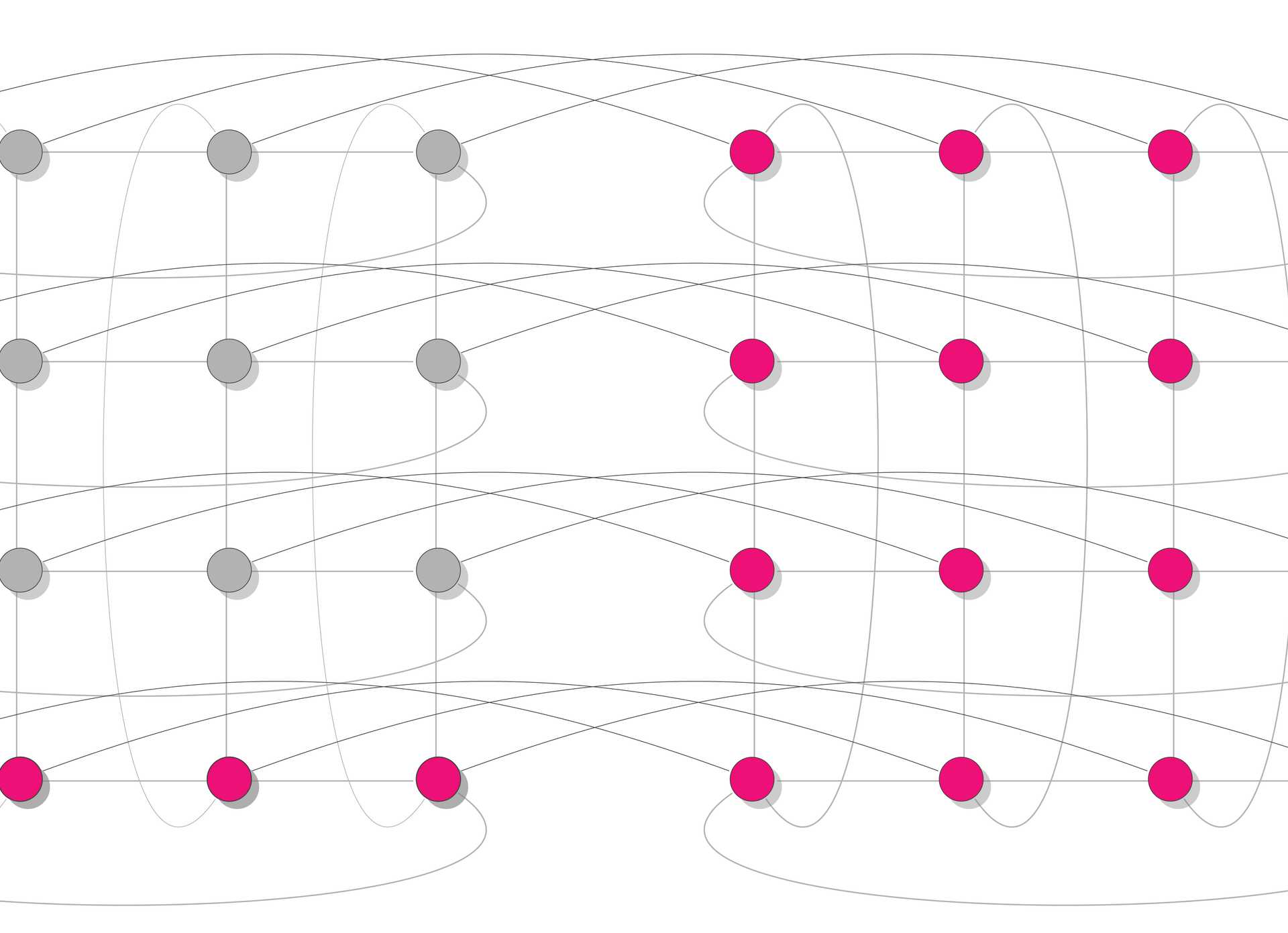 Red and gray points connected by lines